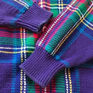 Nautica Vintage Purple Plaid Sweater 